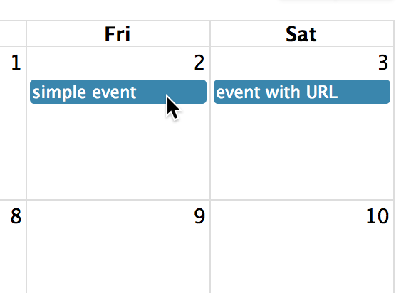 Screenshot: eventClick triggering