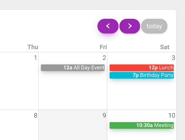 Screenshot of Material calendar