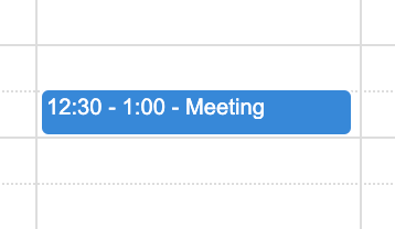 Screenshot of event with short height